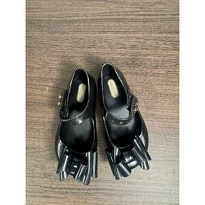 Mini Melissa Toddler Girls Black Glitter Jelly Bow Shoes Mary Jane Size 8